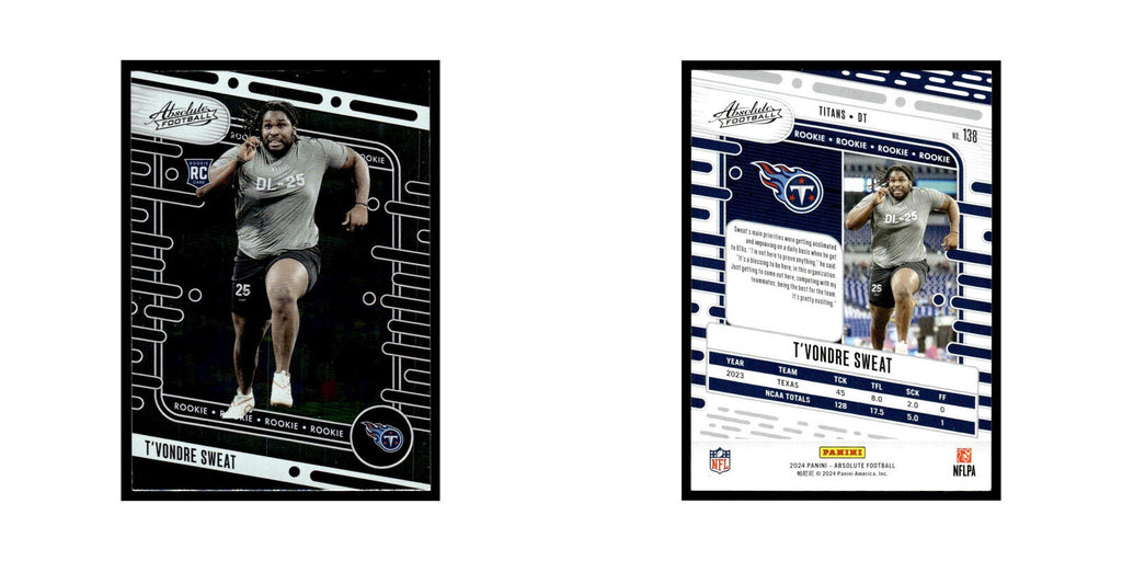 T'Vondre Sweat Rookie 2024 Panini Absolute #138 Tennessee Titans NM