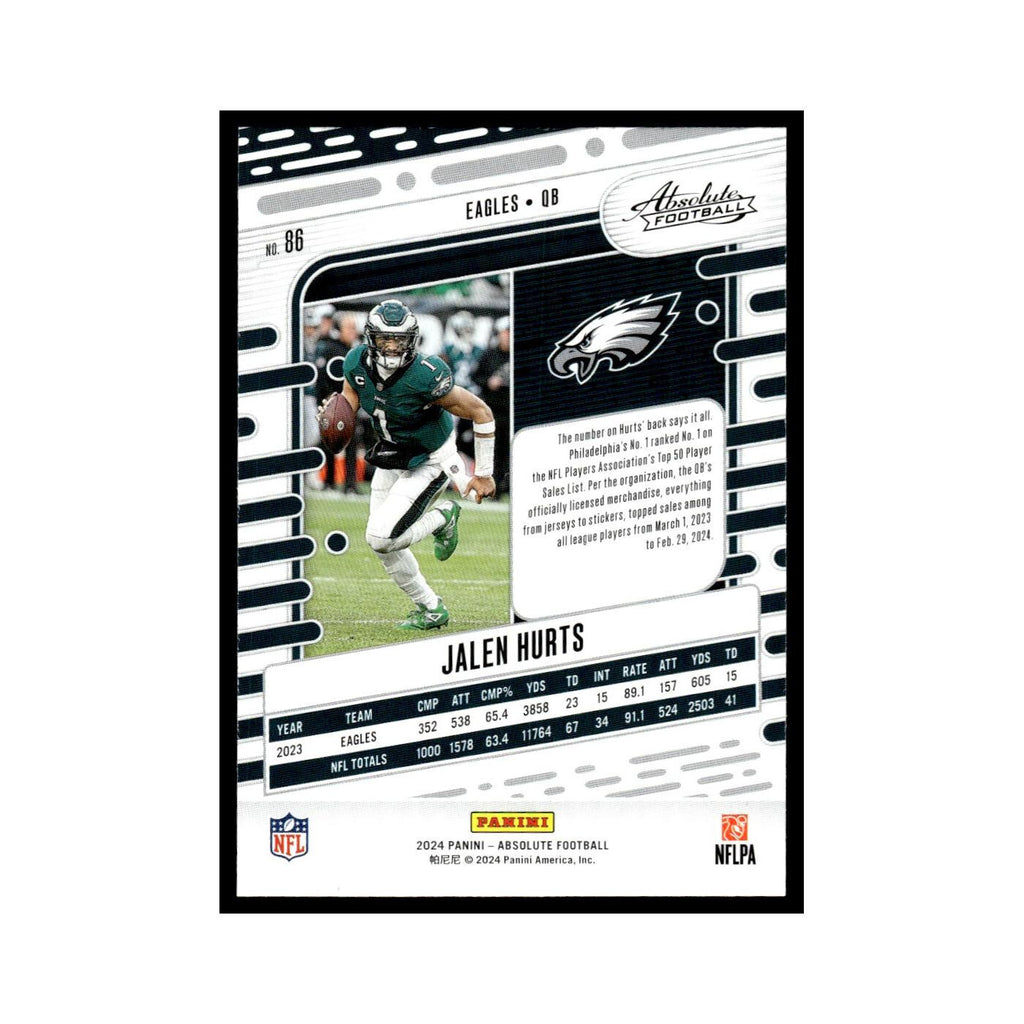 Jalen Hurts 2024 Panini Absolute #86 Philadelphia Eagles Football Card NM