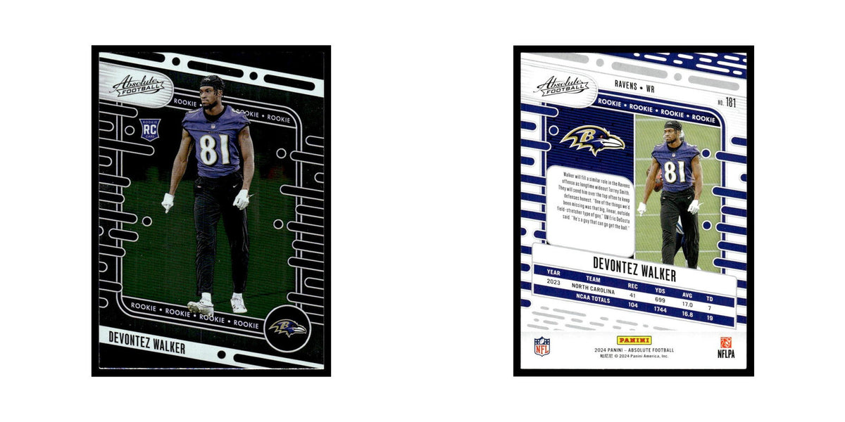 Devontez Walker Rookie 2024 Panini Absolute #181 Baltimore Ravens NM