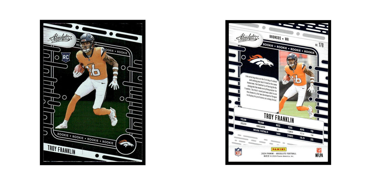 Troy Franklin Rookie 2024 Panini Absolute #178 Denver Broncos Football Card NM