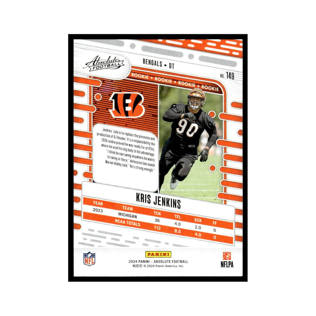 Kris Jenkins Rookie 2024 Panini Absolute #149 Cincinnati Bengals NM
