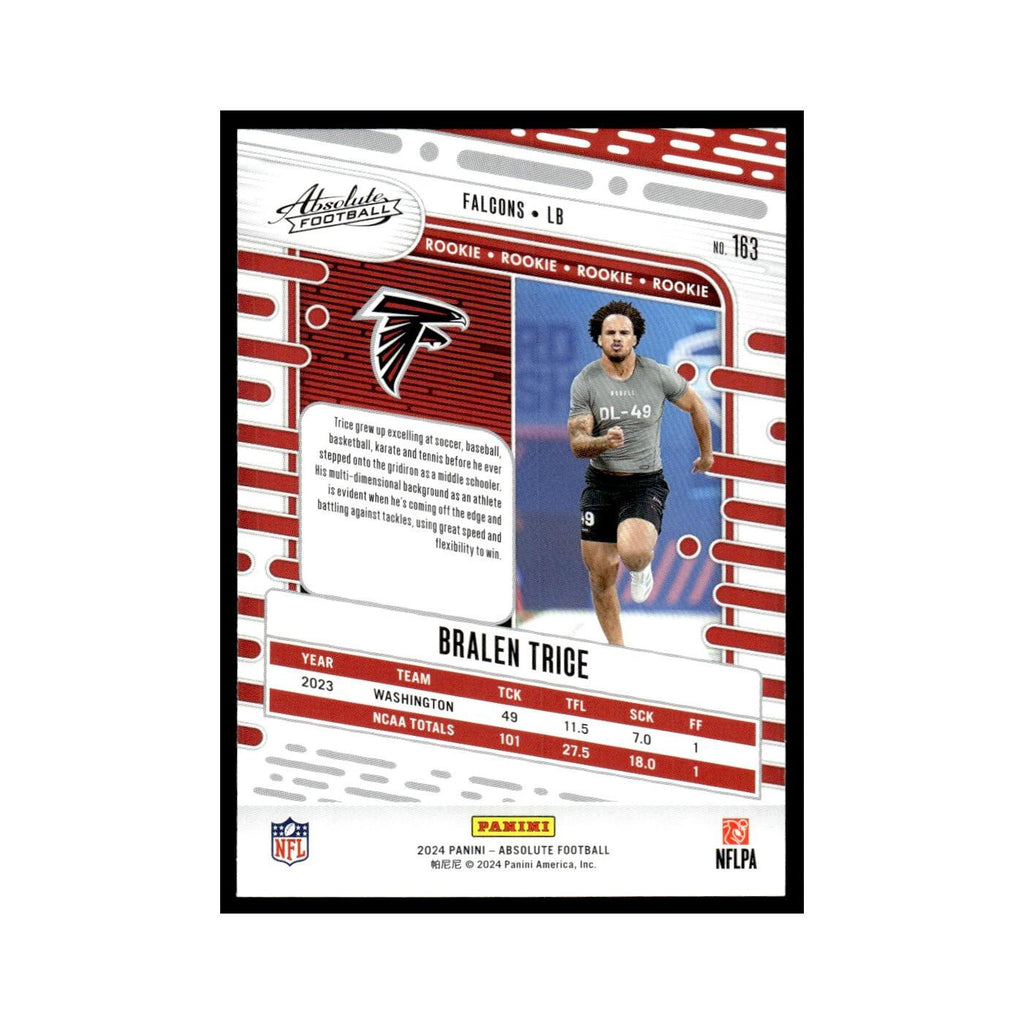 Bralen Trice Rookie 2024 Panini Absolute #163 Atlanta Falcons Football Card NM
