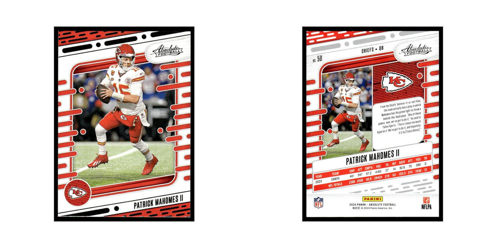 Patrick Mahomes II 2024 Panini Absolute #50 Kansas City Chiefs Football Card NM