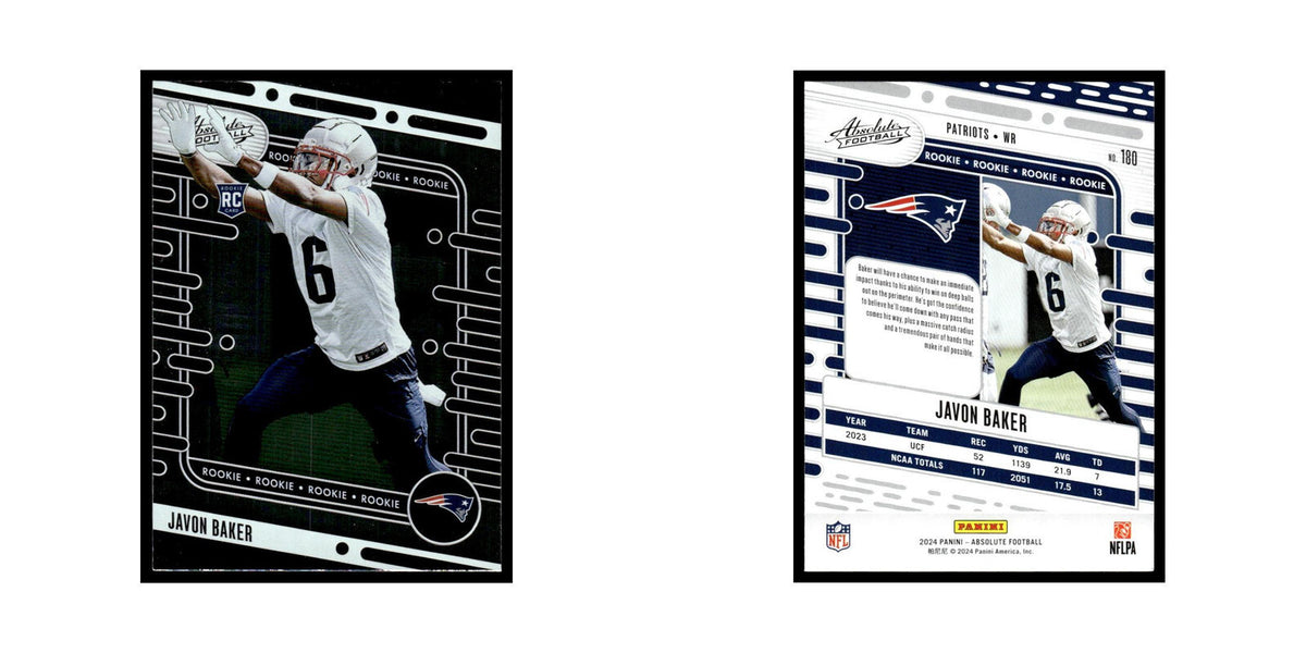 Javon Baker Rookie 2024 Panini Absolute #180 New England Patriots NM