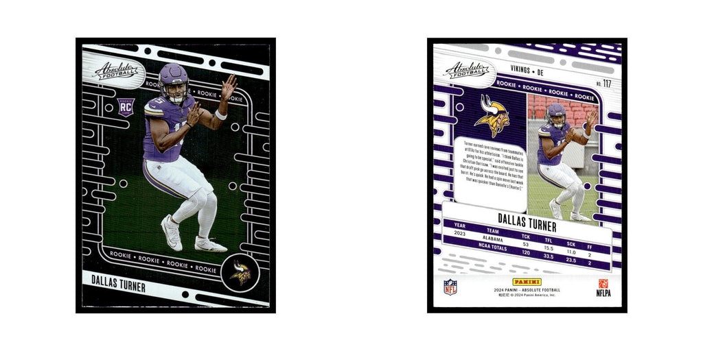 Dallas Turner Rookie 2024 Panini Absolute #117 Minnesota Vikings NM