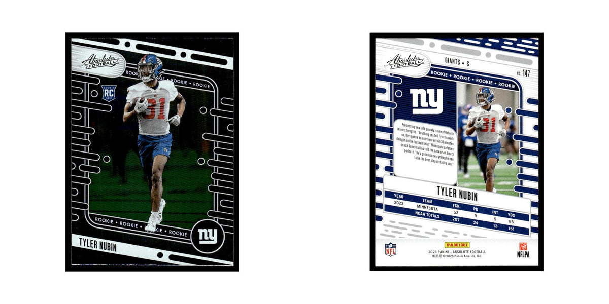 Tyler Nubin Rookie 2024 Panini Absolute #147 New York Giants Football Card NM