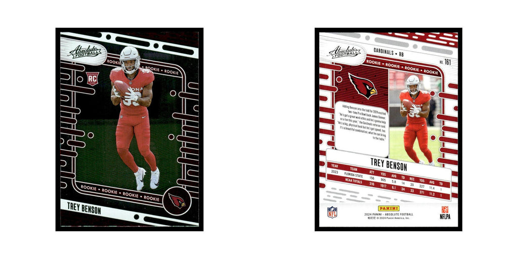 Trey Benson Rookie 2024 Panini Absolute #161 Arizona Cardinals Football Card NM
