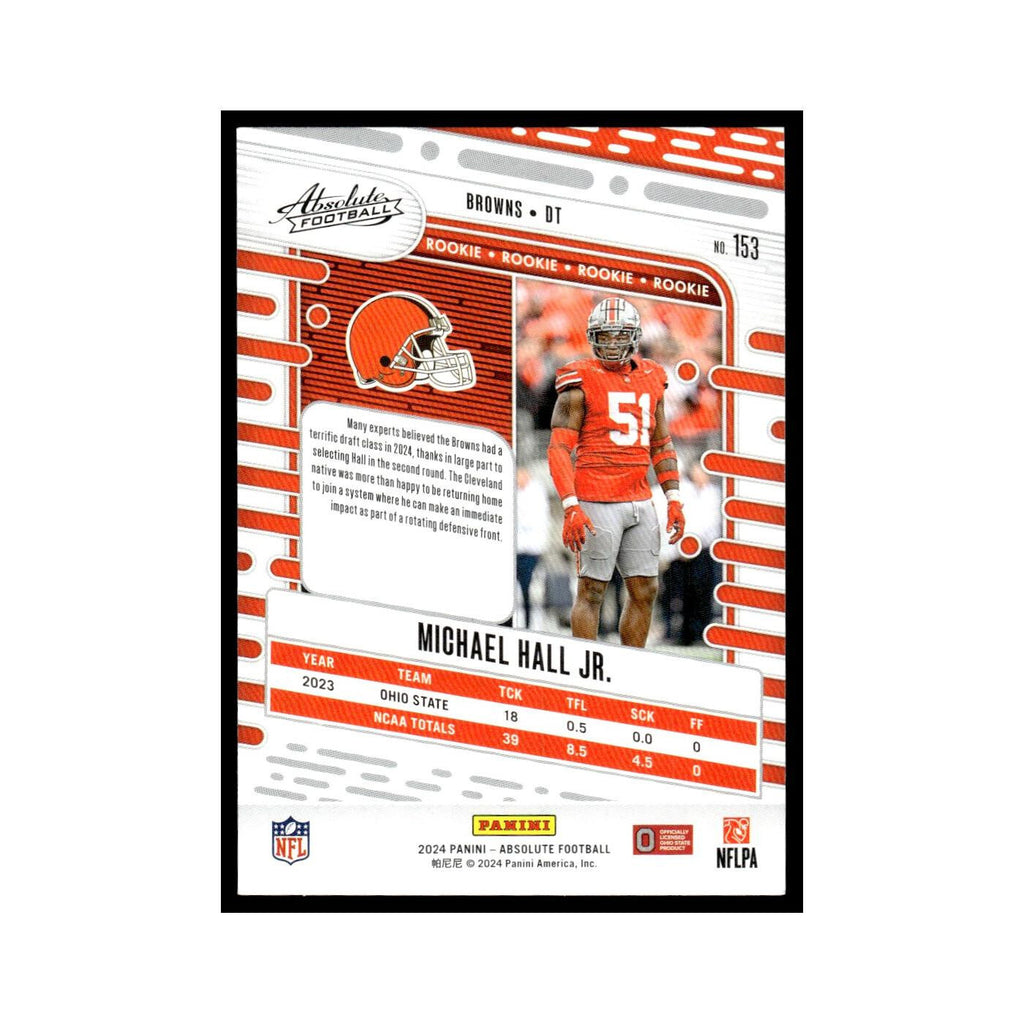 Michael Hall Jr. Rookie 2024 Panini Absolute #153 Cleveland Browns NM