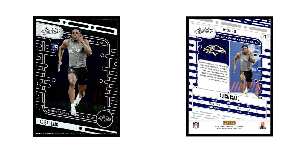 Adisa Isaac Rookie 2024 Panini Absolute #174 Baltimore Ravens Football Card NM