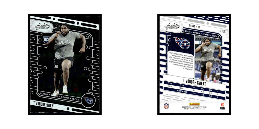 T'Vondre Sweat Rookie 2024 Panini Absolute #138 Tennessee Titans NM