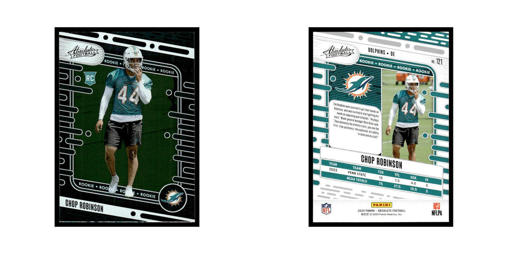 Chop Robinson Rookie 2024 Panini Absolute #121 Miami Dolphins Football Card NM
