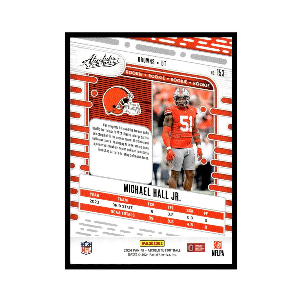 Michael Hall Jr. Rookie 2024 Panini Absolute #153 Cleveland Browns NM
