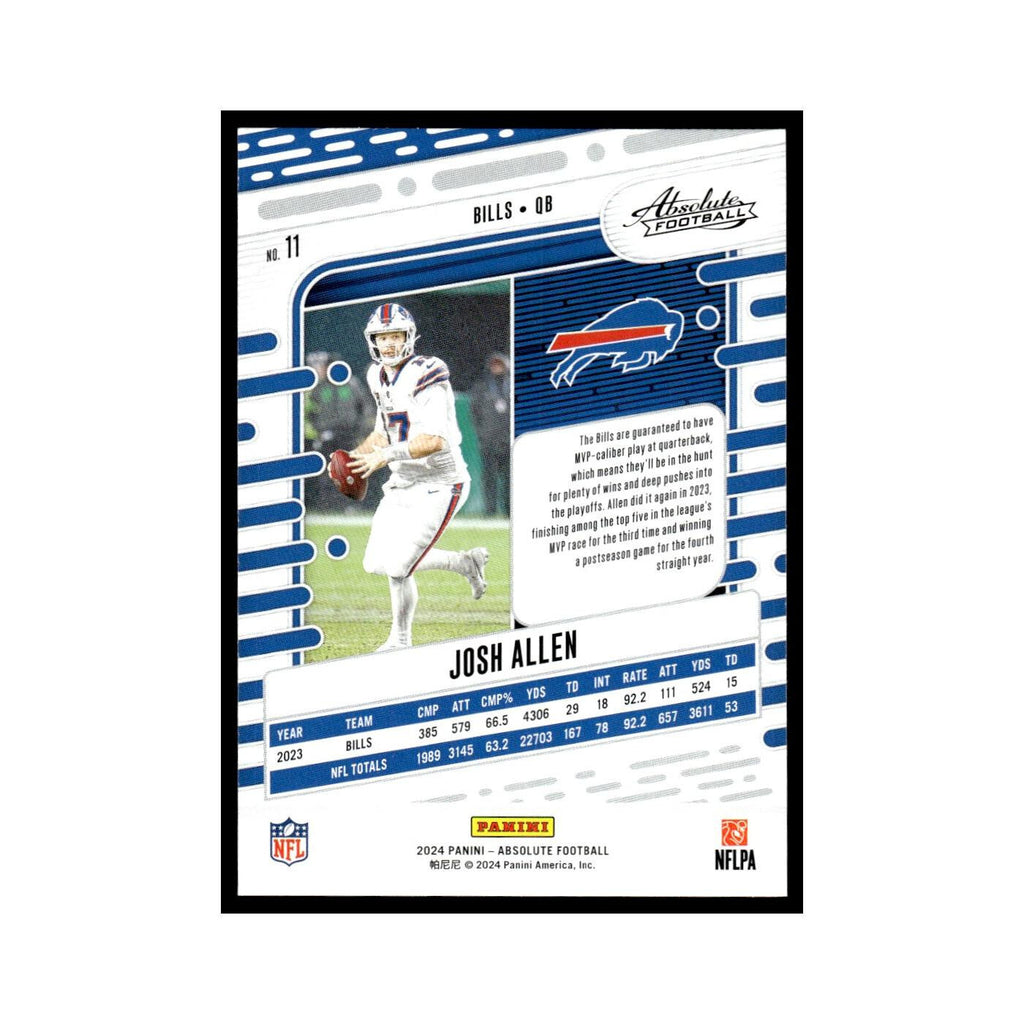 Josh Allen 2024 Panini Absolute #11 Buffalo Bills Football Card NM