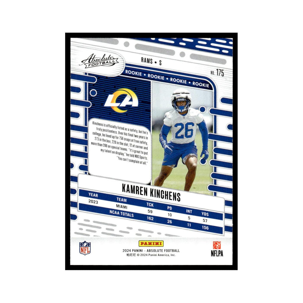 Kamren Kinchens Rookie 2024 Panini Absolute #175 Los Angeles Rams NM