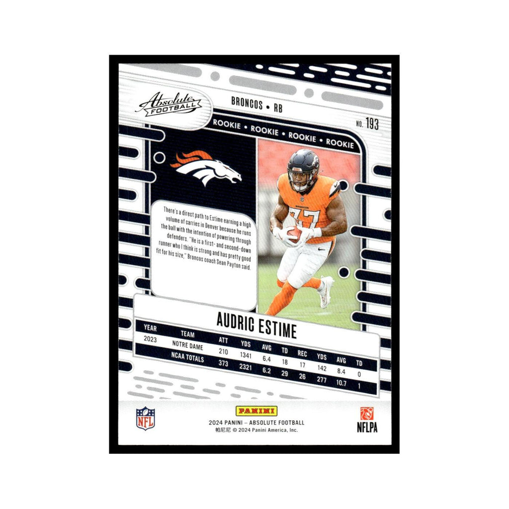 Audric Estime Rookie 2024 Panini Absolute #193 Denver Broncos Football Card NM
