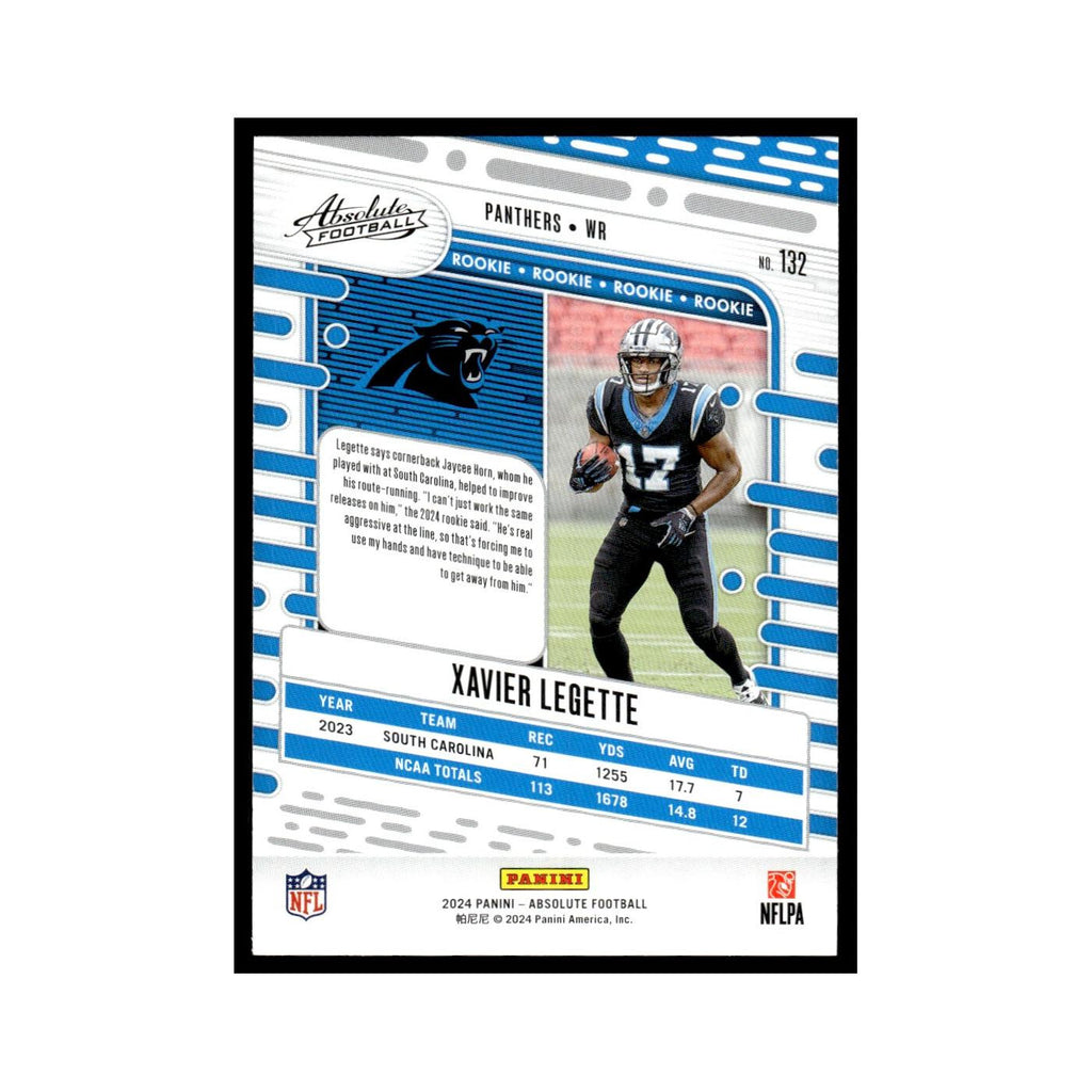 Xavier Legette Rookie 2024 Panini Absolute #132 Carolina Panthers NM