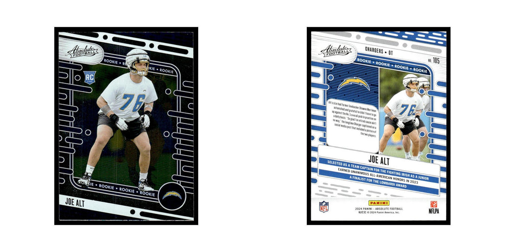 Joe Alt Rookie 2024 Panini Absolute #105 Los Angeles Chargers Football Card NM