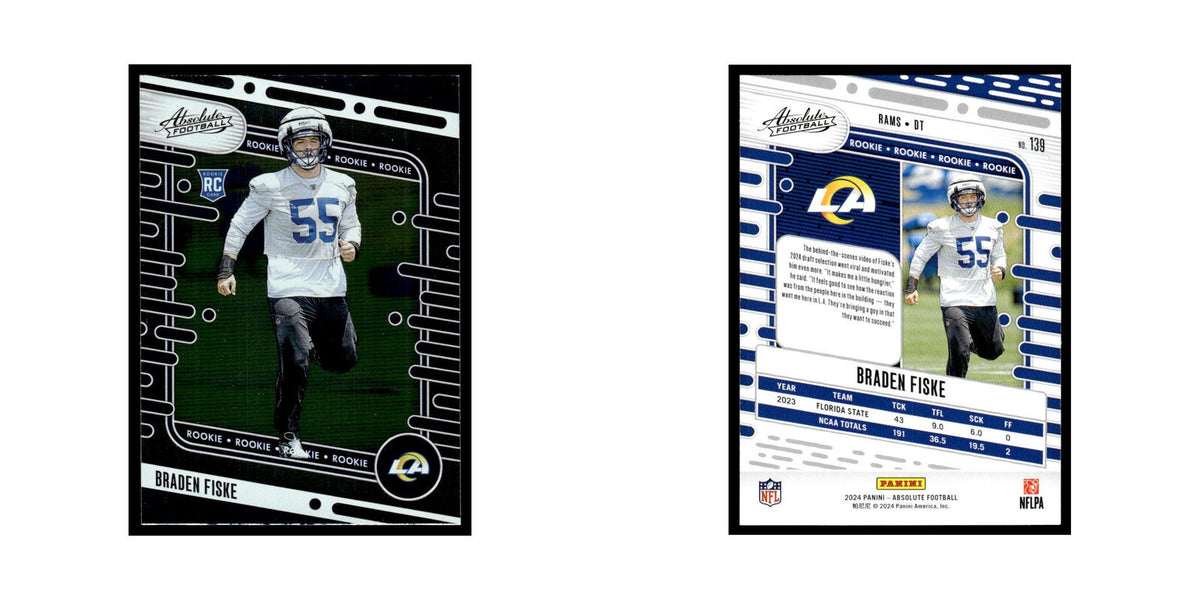 Braden Fiske Rookie 2024 Panini Absolute #139 Los Angeles Rams Football Card NM