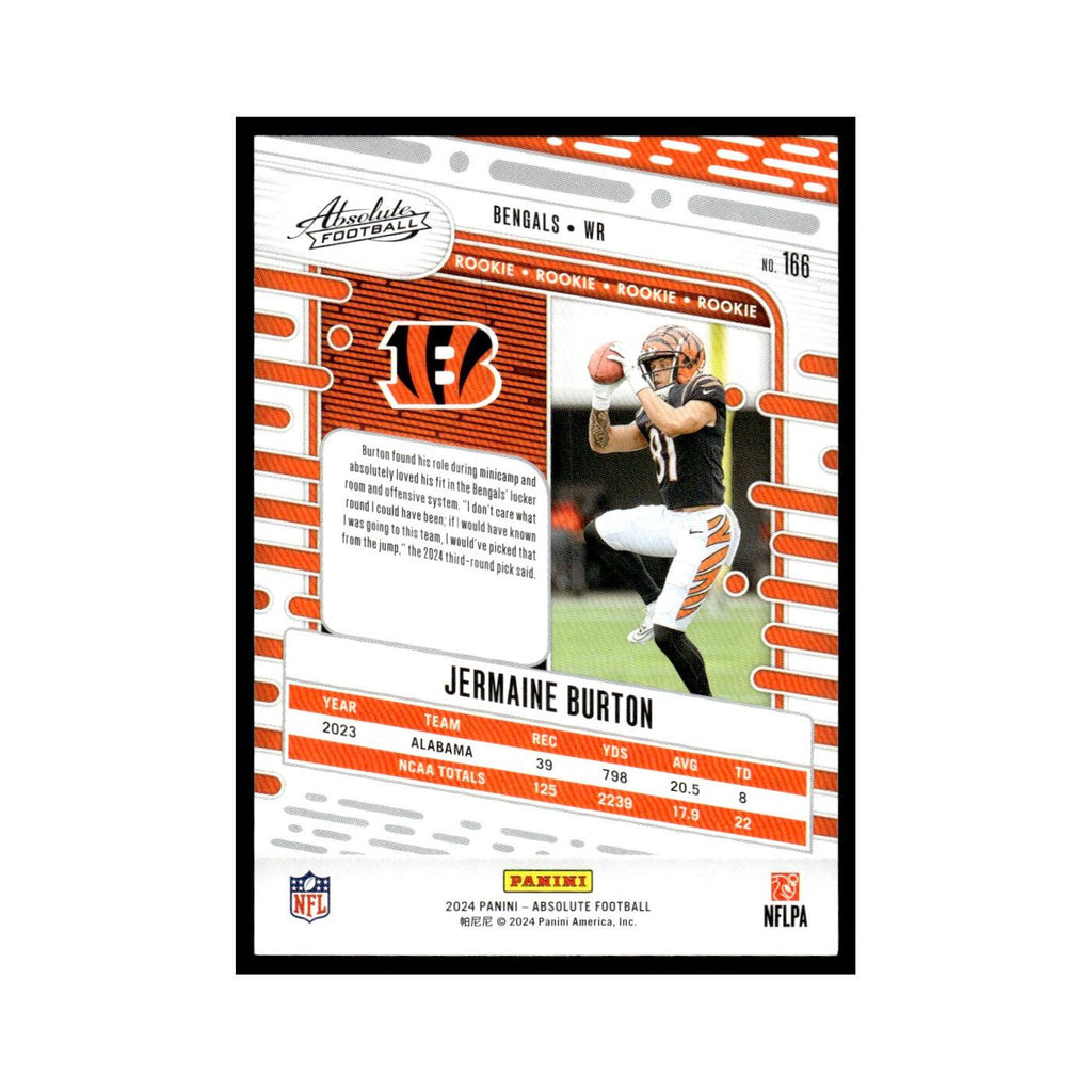 Jermaine Burton Rookie 2024 Panini Absolute #166 Cincinnati Bengals NM