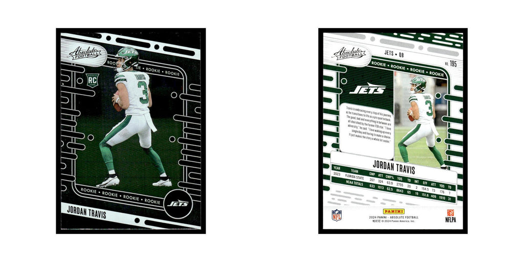 Jordan Travis Rookie 2024 Panini Absolute #195 New York Jets Football Card NM