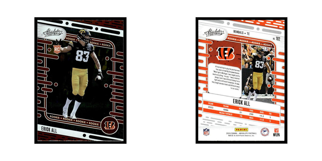 Erick All Rookie 2024 Panini Absolute #182 Cincinnati Bengals Football Card NM