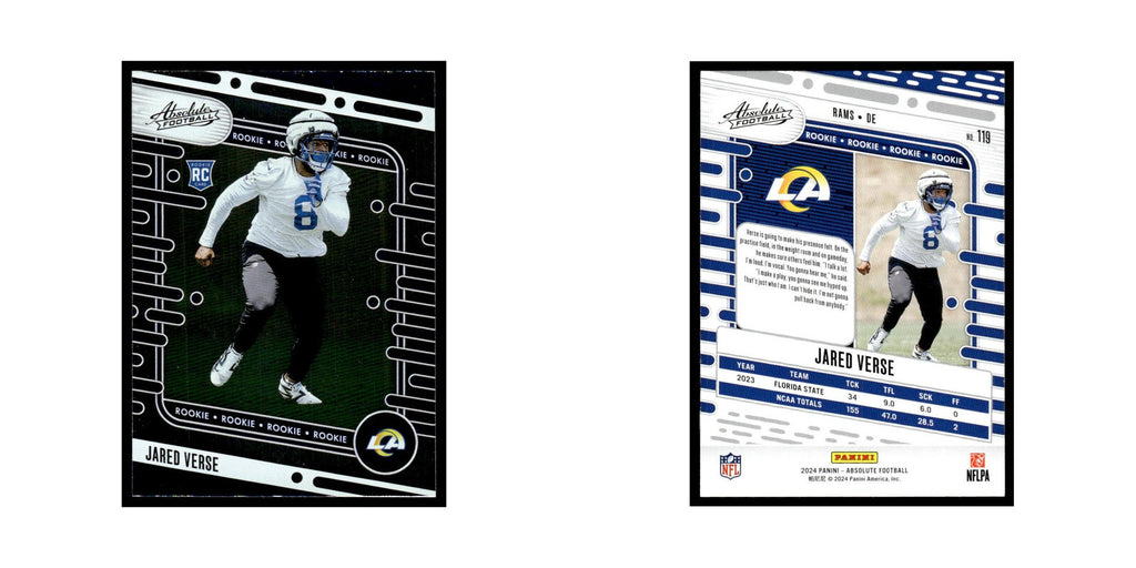 Jared Verse Rookie 2024 Panini Absolute #119 Los Angeles Rams Football Card NM