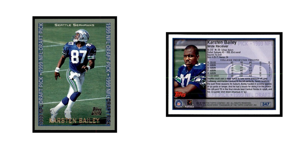 Karsten Bailey 1999 Topps #347 Football Cards Football Card NM