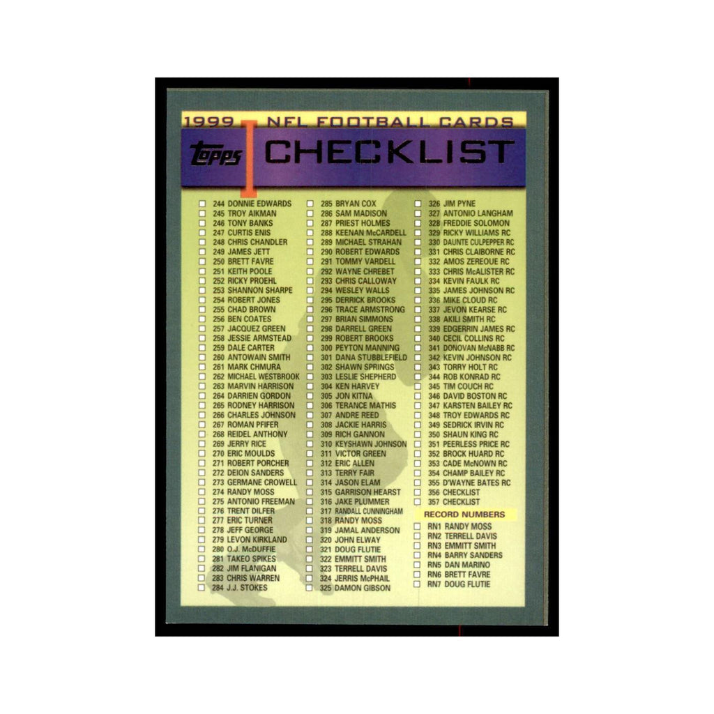 Checklist 1999 Topps #357 Football Cards Football Card NM