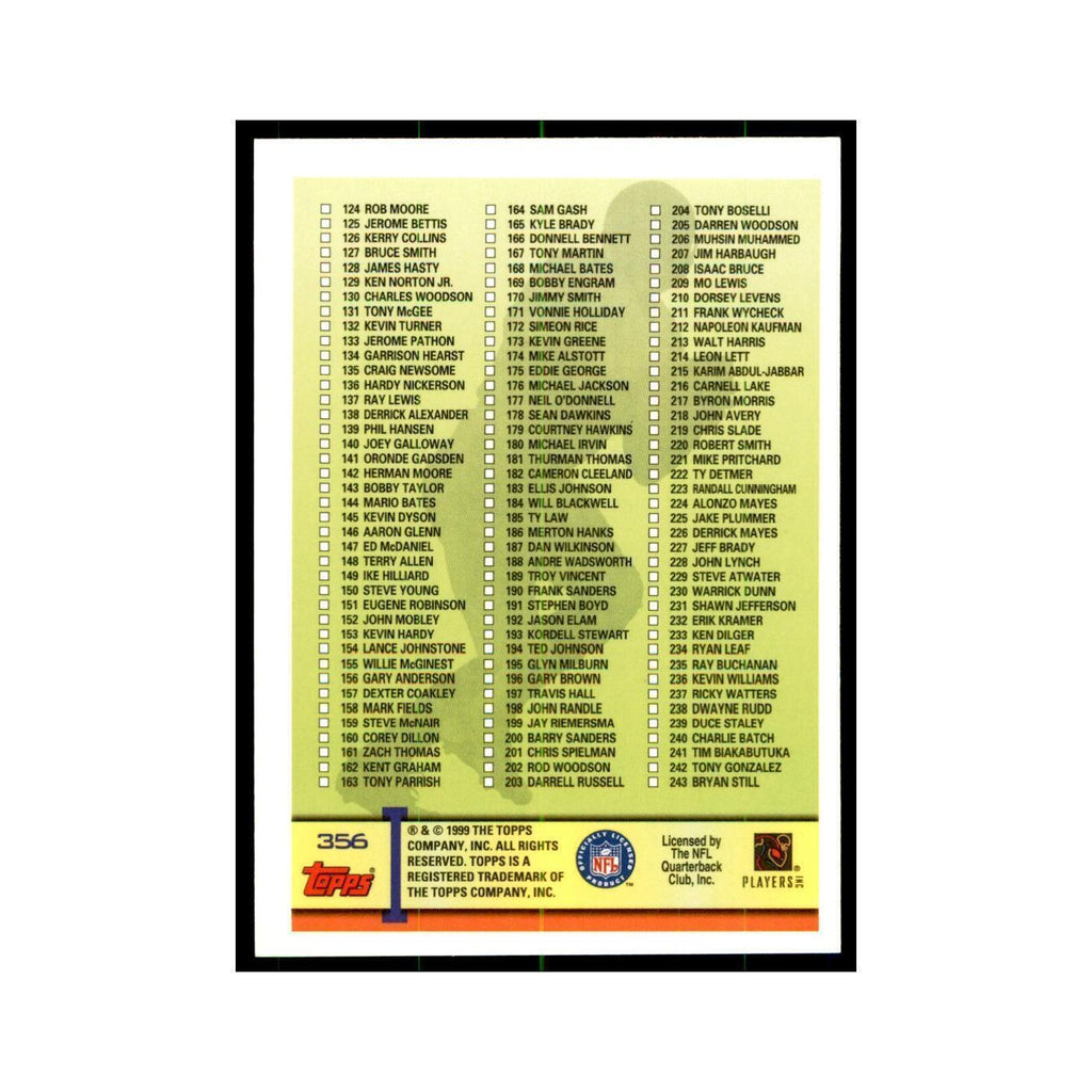 Checklist 1999 Topps #356 Football Cards Football Card NM