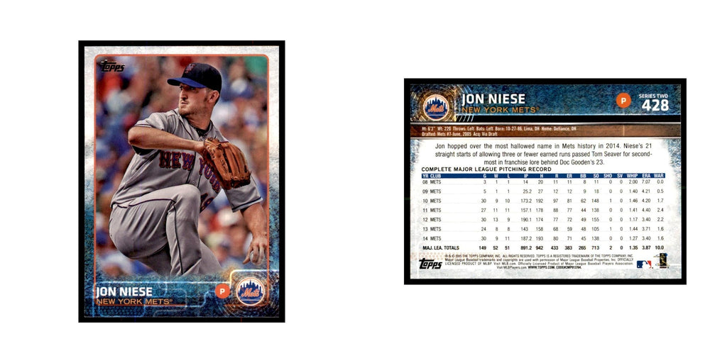 Jon Niese 2015 Topps #428 Baseball Cards Baseball Card NM