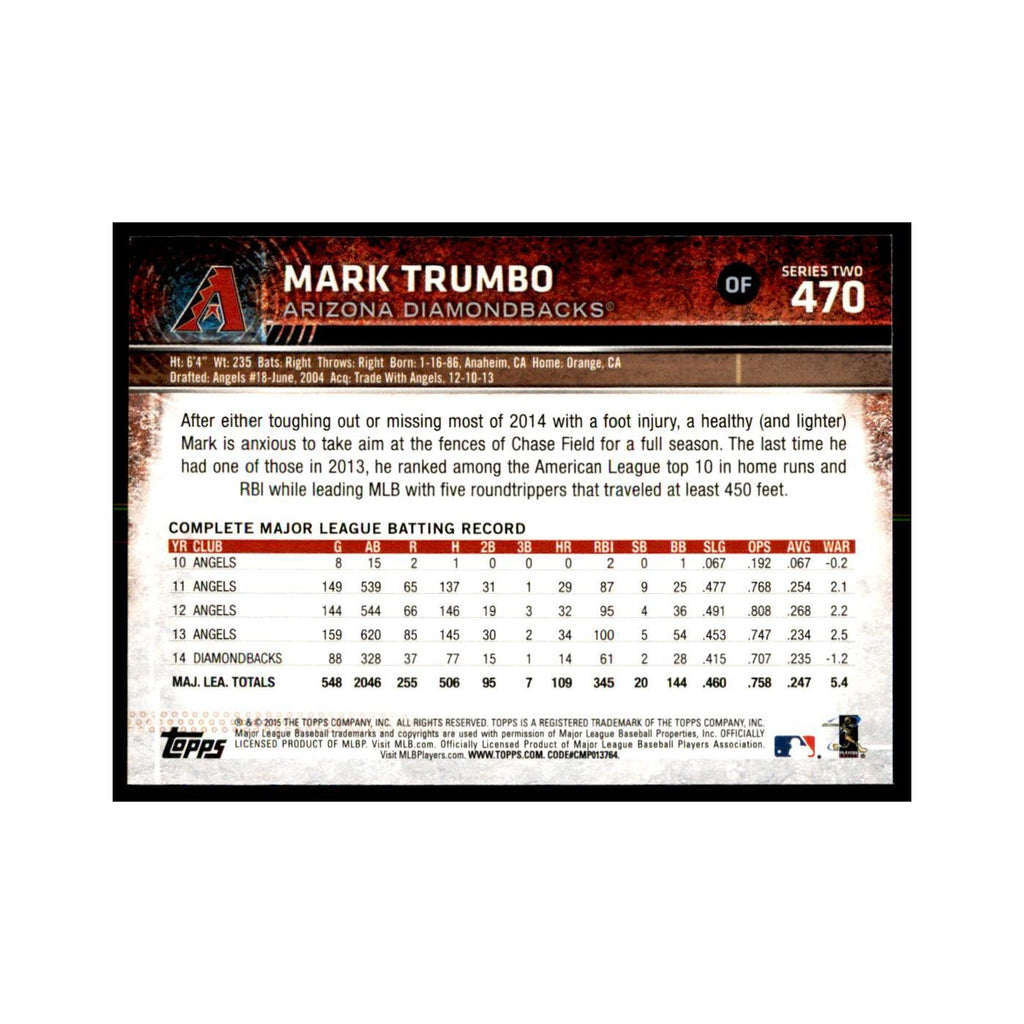 Mark Trumbo 2015 Topps #470 Baseball Cards Baseball Card NM