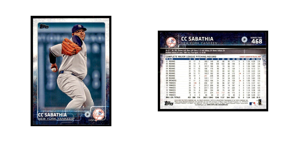 CC Sabathia 2015 Topps #468 Baseball Cards Baseball Card NM