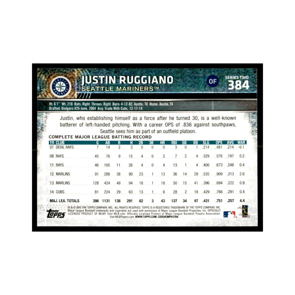 Justin Ruggiano 2015 Topps #384 Baseball Cards Baseball Card NM