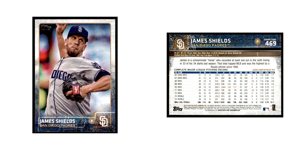 James Shields 2015 Topps #469 Baseball Cards Baseball Card NM
