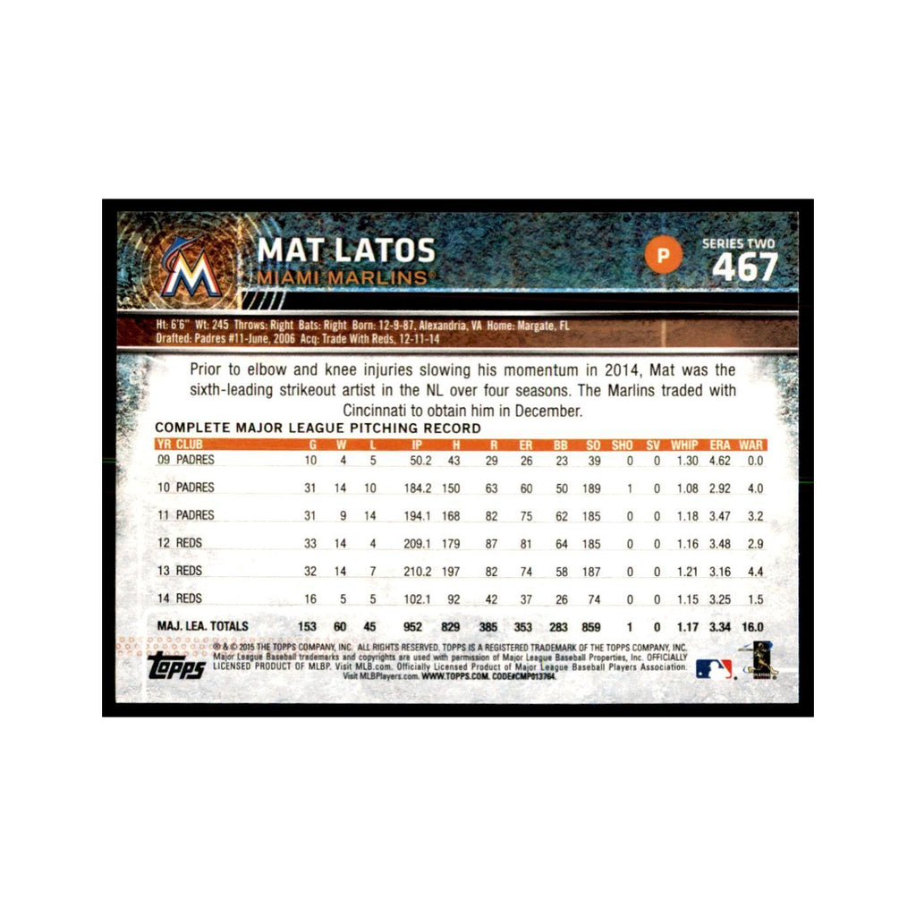 Mat Latos 2015 Topps #467 Baseball Cards Baseball Card NM