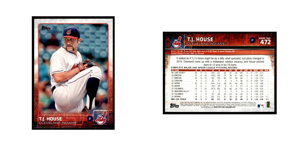 T.J. House 2015 Topps #472 Baseball Cards Baseball Card NM
