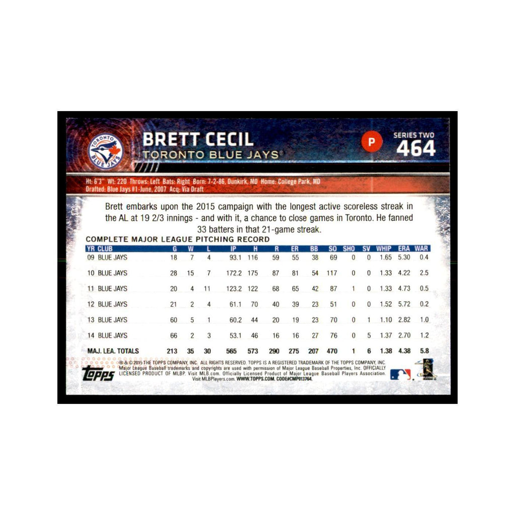 Brett Cecil 2015 Topps #464 Baseball Cards Baseball Card NM