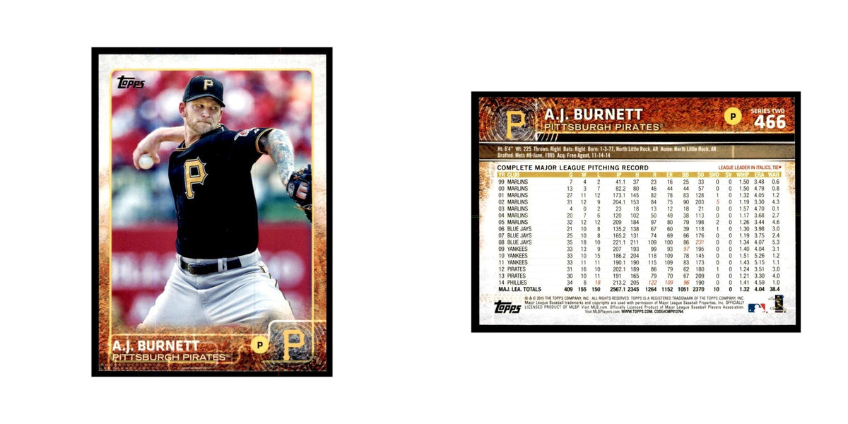 A.J. Burnett 2015 Topps #466 Baseball Cards Baseball Card NM