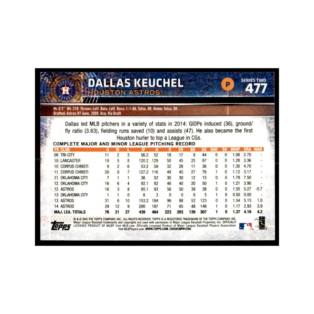 Dallas Keuchel 2015 Topps #477 Baseball Cards Baseball Card NM
