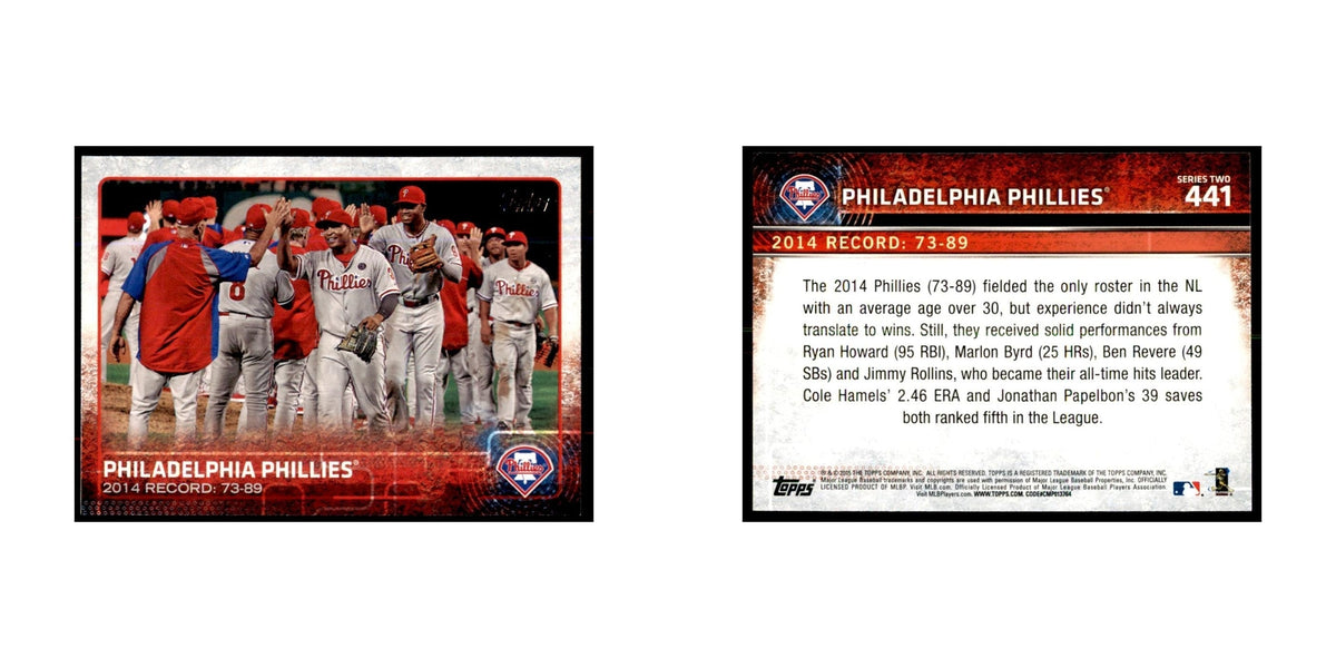 Philadelphia Phillies 2015 Topps #441 Baseball Cards Baseball Card NM