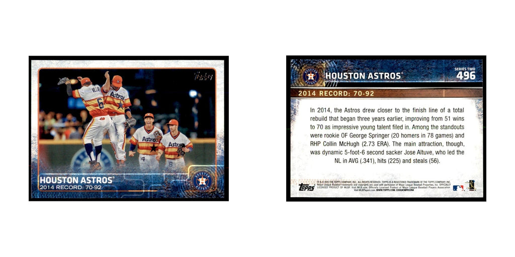 Houston Astros 2015 Topps #496 Baseball Cards Baseball Card NM
