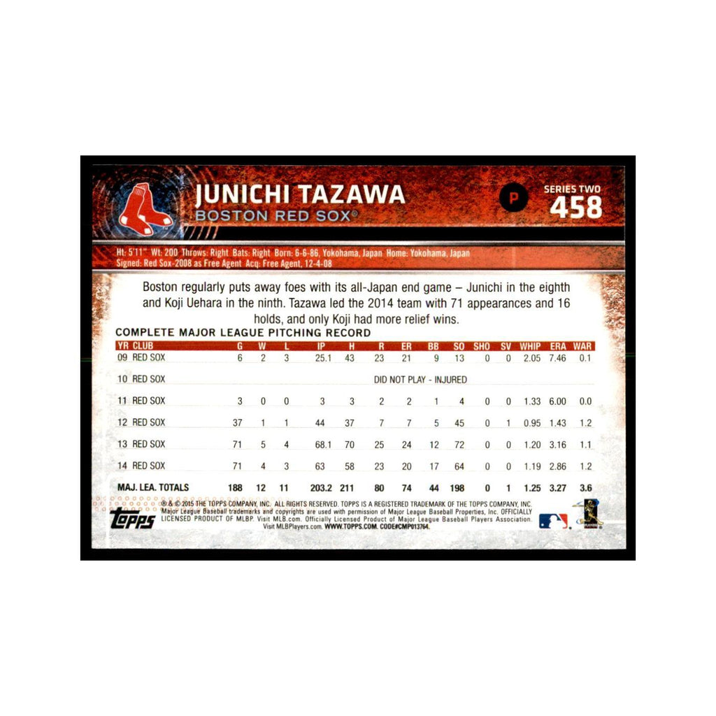 Junichi Tazawa 2015 Topps #458 Baseball Cards Baseball Card NM