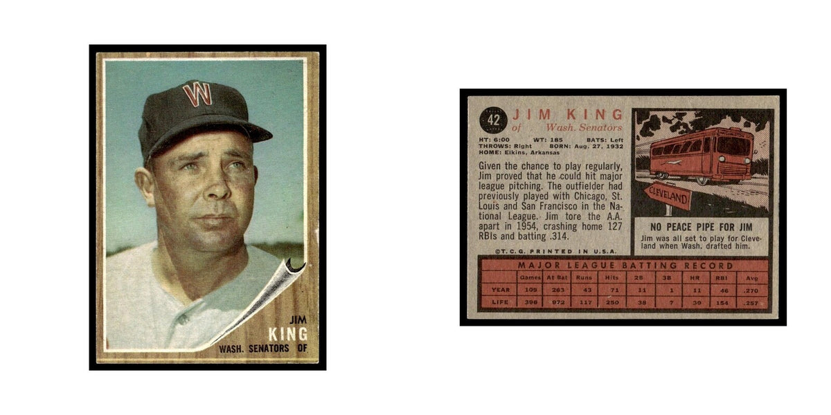 Jim King 1962 Topps #42 Washington Senators Baseball Card VG