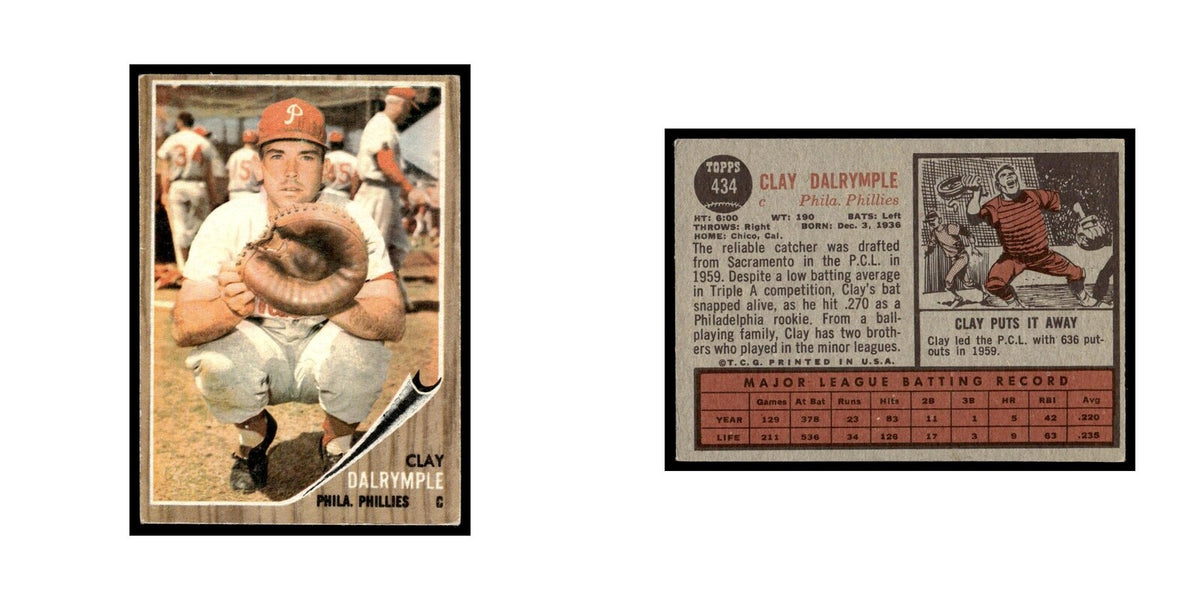 Clay Dalrymple 1962 Topps #434 Philadelphia Phillies Baseball Card VG