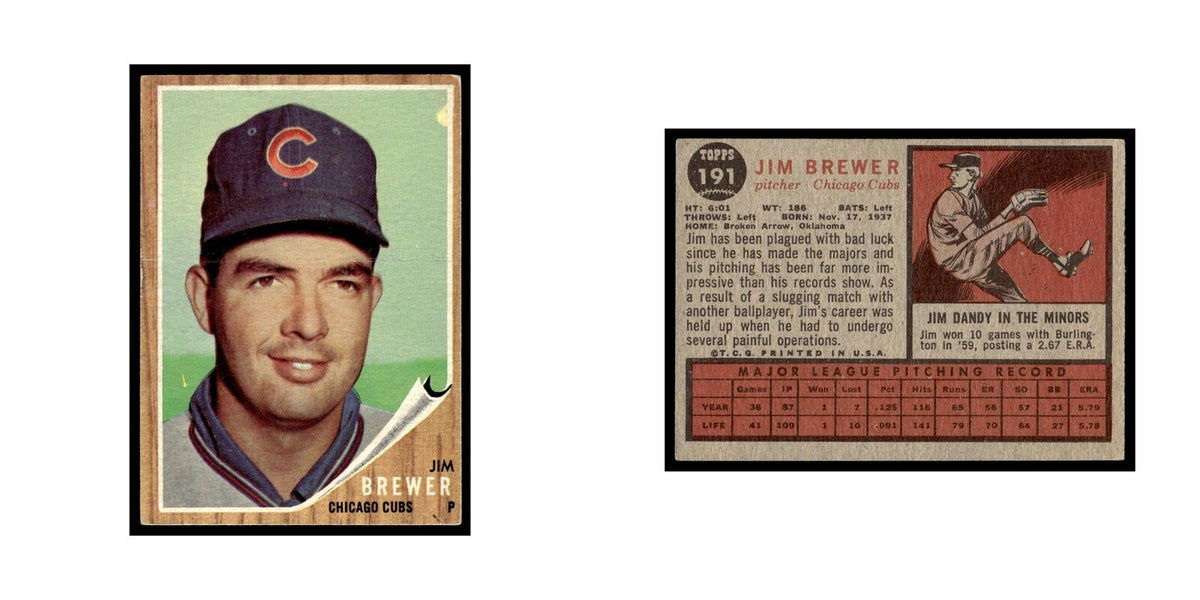 Jim Brewer 1962 Topps #191 Chicago Cubs Baseball Card VG