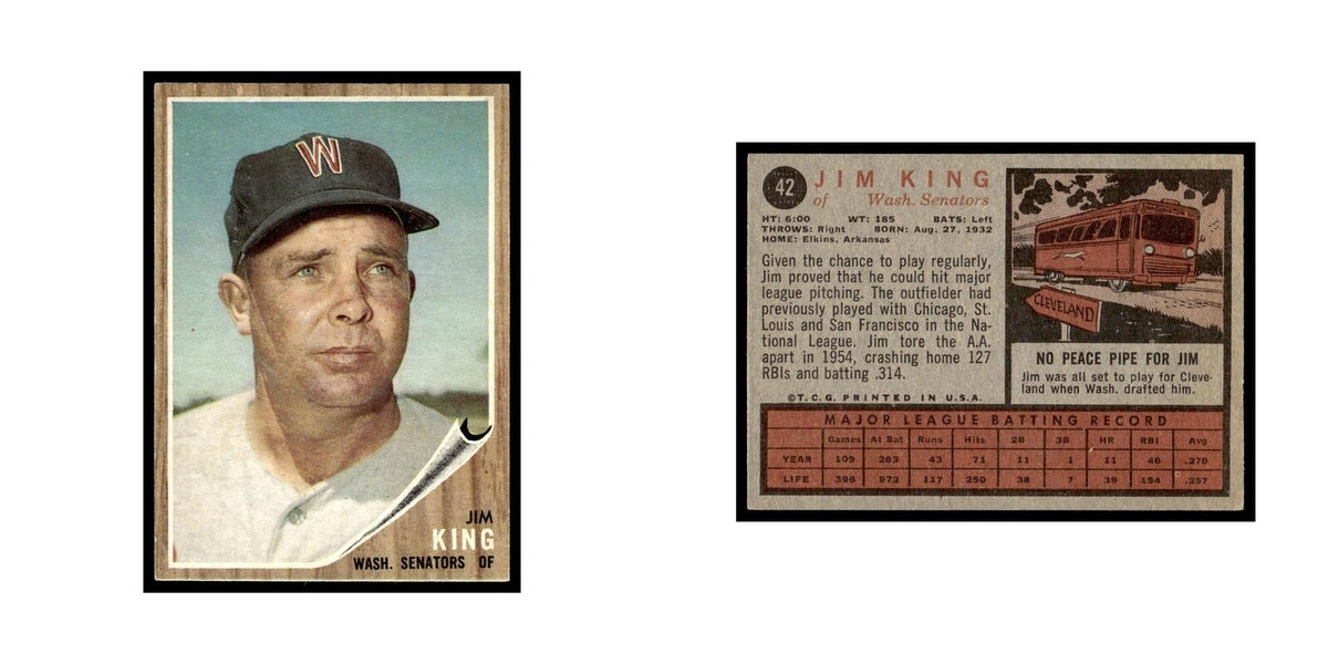 Jim King 1962 Topps #42 Washington Senators Baseball Card VG
