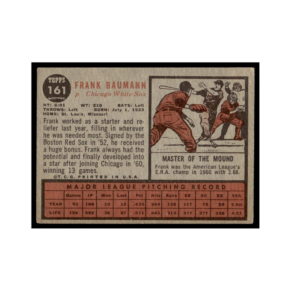 Frank Baumann 1962 Topps #161 Boston Red Sox Baseball Card VG