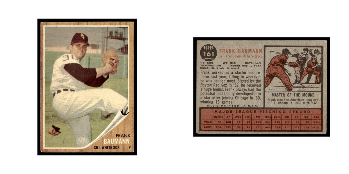 Frank Baumann 1962 Topps #161 Boston Red Sox Baseball Card VG