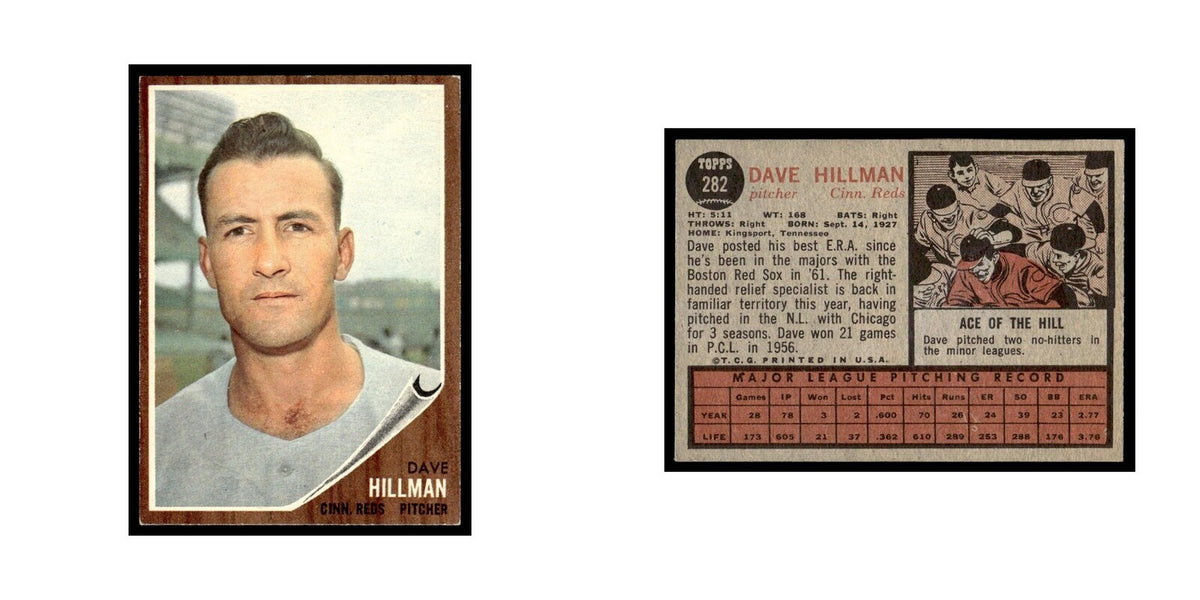 Dave Hillman 1962 Topps #282 Cincinnati Reds Baseball Card VG