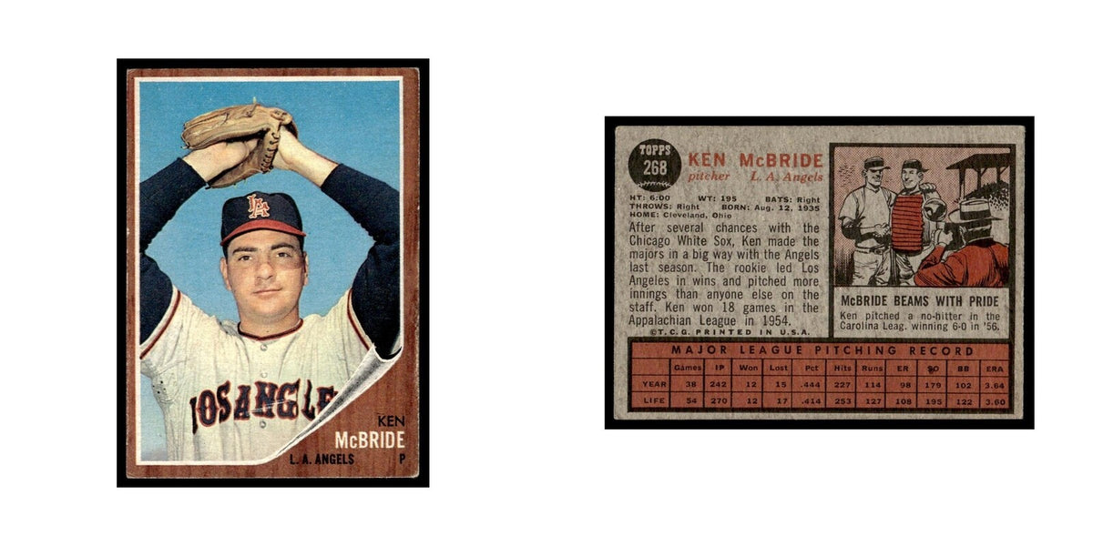 Ken McBride 1962 Topps #268 Los Angeles Angels Baseball Card VG